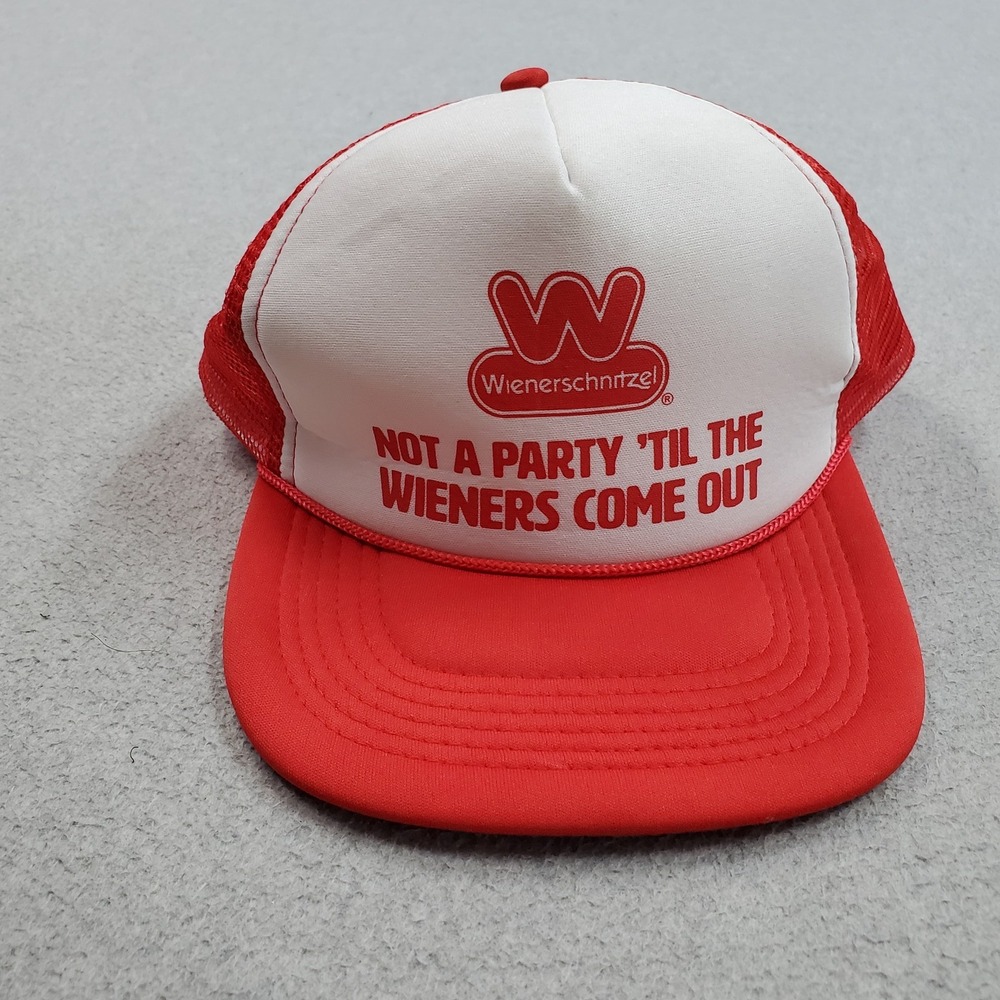 Wieners Men Trucker Hat OS Red Curved Snapback Wienerschnitzel Not A Party